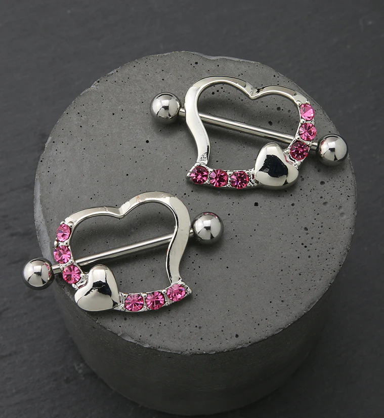 Hearts CZ Diamond Nipple Shield Ring - Image 3