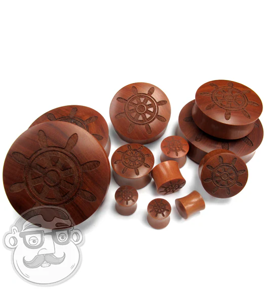 Helm Sailor Wheel Engraved Wood Plugs - Image 5
