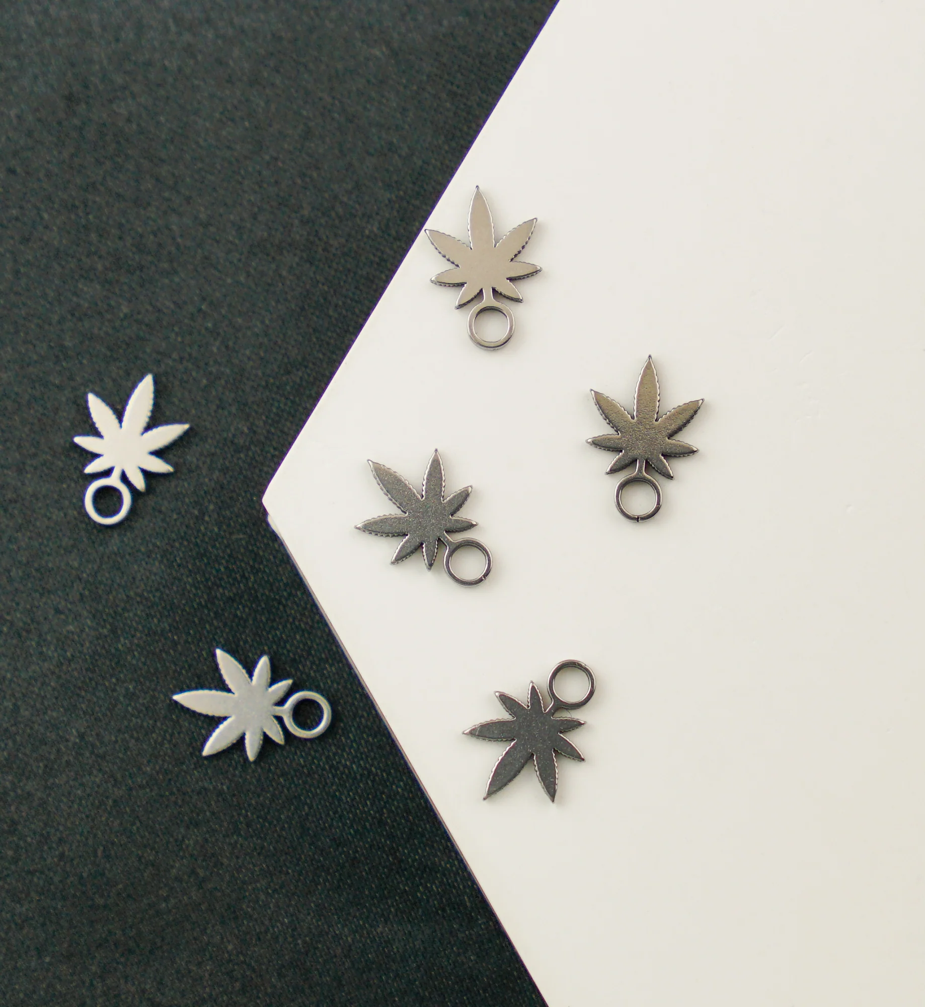 Hemp Leaf Stainless Steel Charm - Image 2