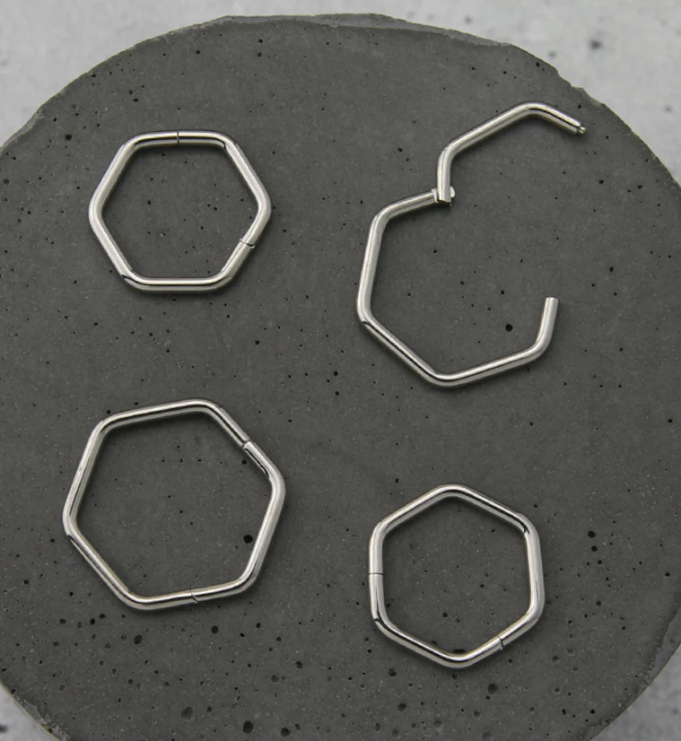 Hex Titanium Hinged Segment Ring - Image 2