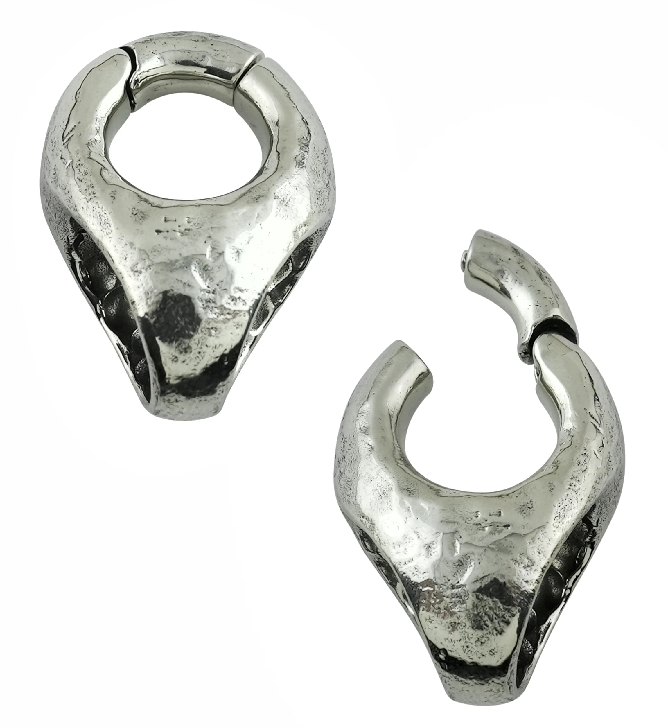 Salient White Brass Hinged Ear Weights - Image 4