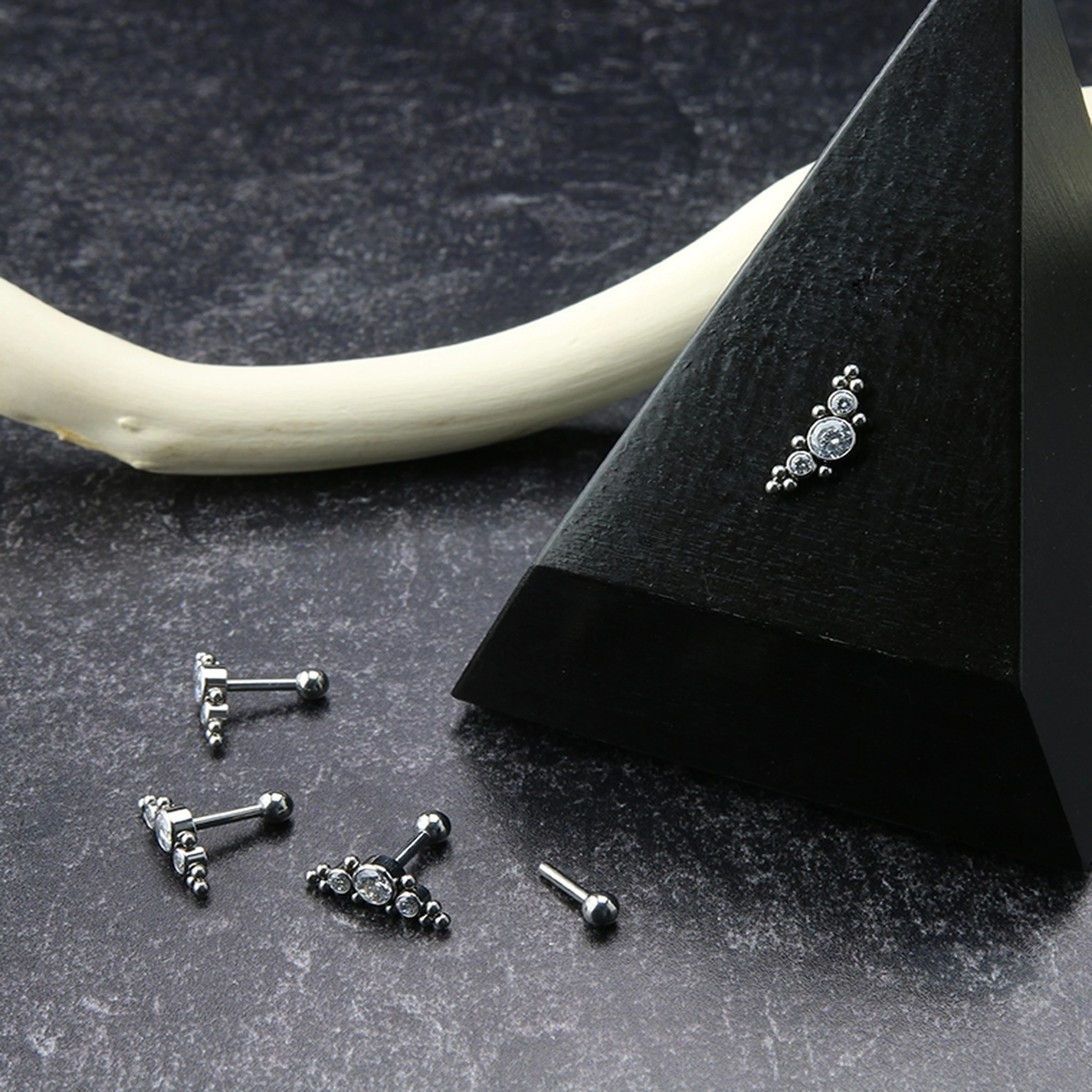 Horde Cluster Clear CZ Titanium Threadless Barbell - Image 3