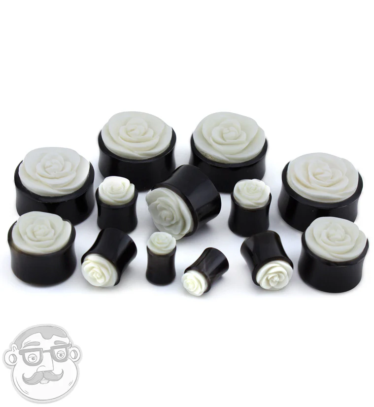 Horn Plugs With Rosebud Inlay - Image 3