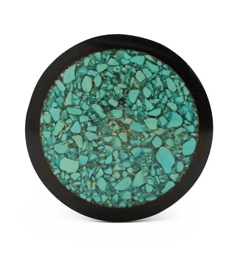Horn Plugs With Turquoise Stone Inlay - Image 3