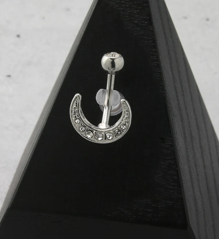 Horseshoe Moon CZ Belly Button Ring - Image 2