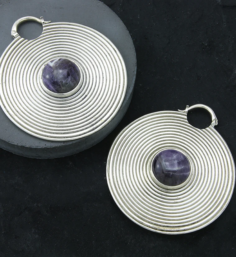 Hypnotic Amethyst White Brass Ear Weights - Image 2