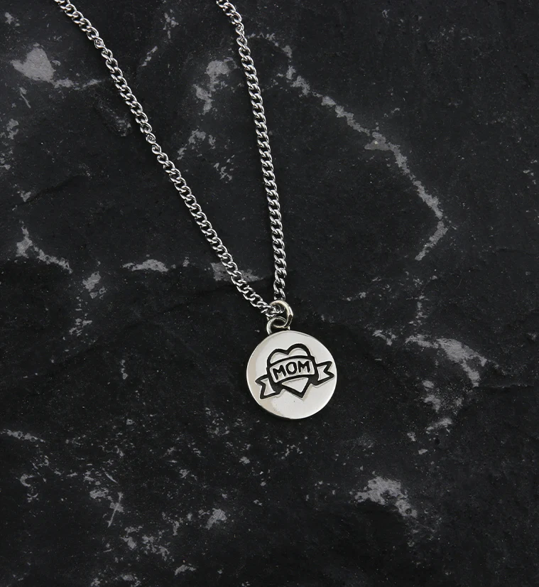 I Heart Mom White Brass Charm Necklace - Image 2