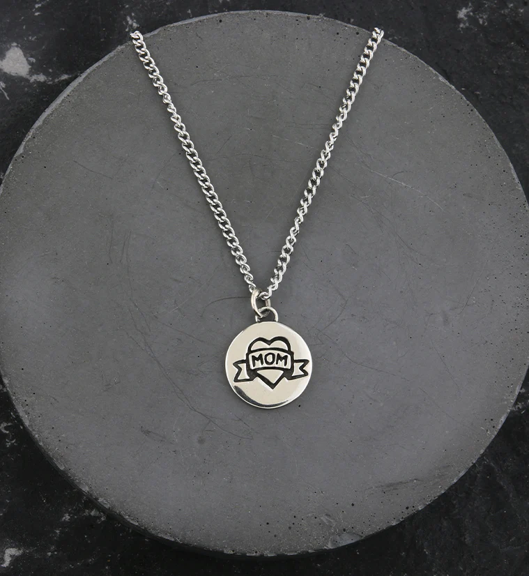 I Heart Mom White Brass Charm Necklace - Image 3