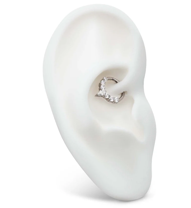 Icicle Clear CZ Titanium Hinged Segment Ring - Image 3