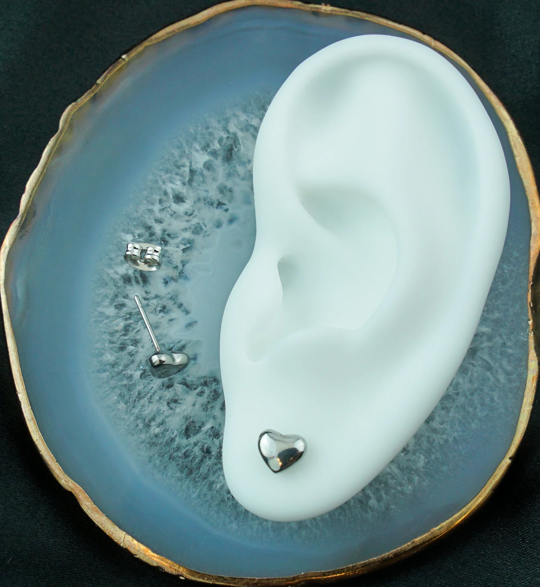 Inflated Heart Stainless Steel Stud Earrings - Image 2