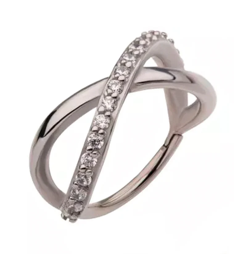 Intersect CZ Row Hinged Segment Ring