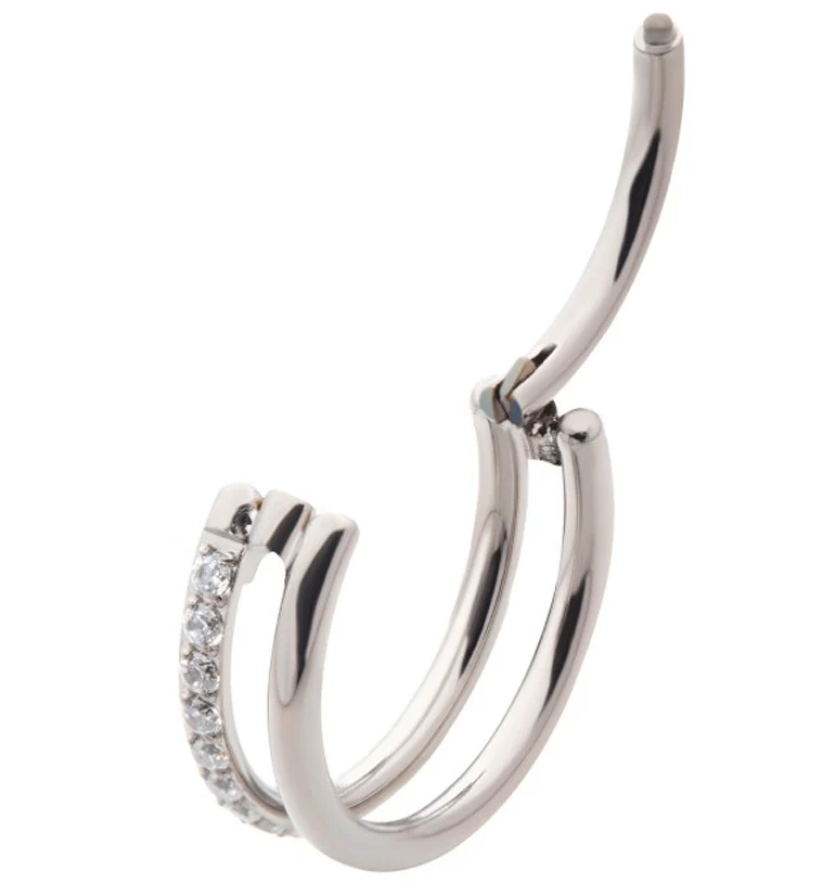 Interval CZ Row Titanium Hinged Segment Ring - Image 3
