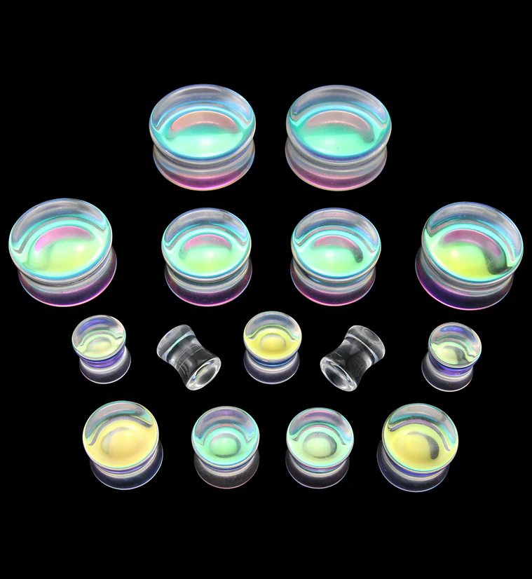 Iridescent Glass Double Flare Plugs - Image 3