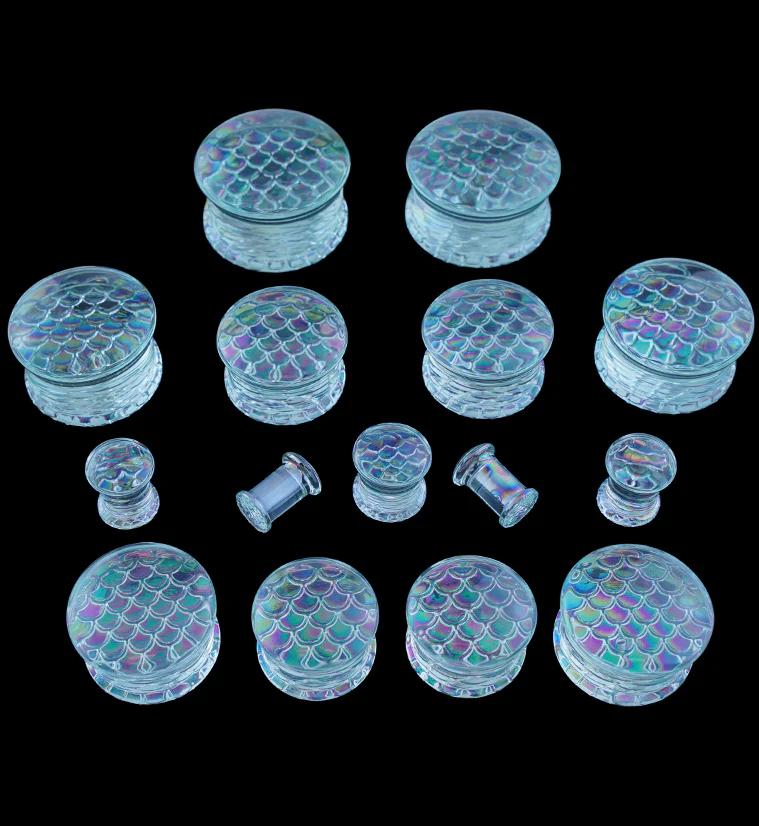 Iridescent Mermaid Glass Double Flare Plugs - Image 3