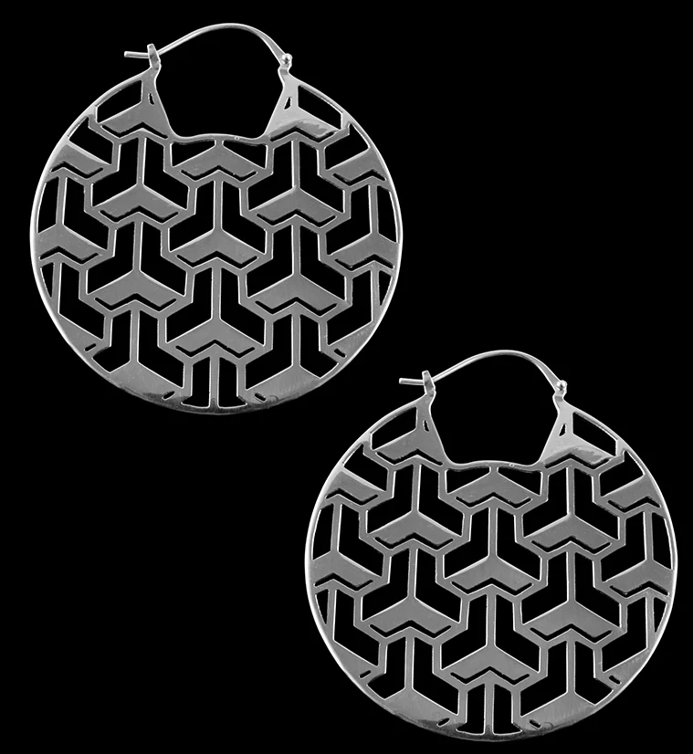 Isometric White Brass Earrings - Weights
