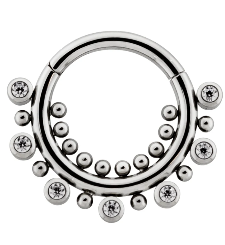 Iterant Beaded CZ Titanium Hinged Segment Ring