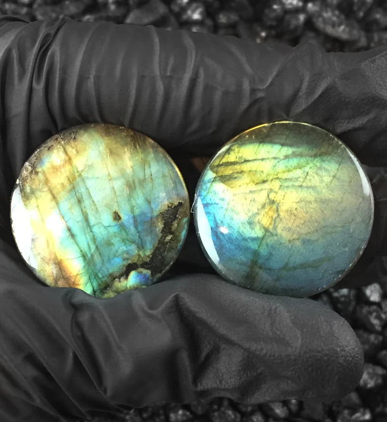 Labradorite Stone Plugs (1 Inch - 25mm) Version 2