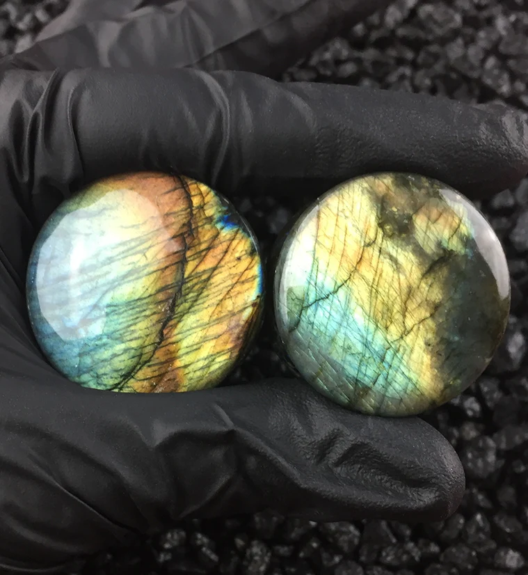 Labradorite Stone Plugs (1 & 1/4" - 32mm) Version B