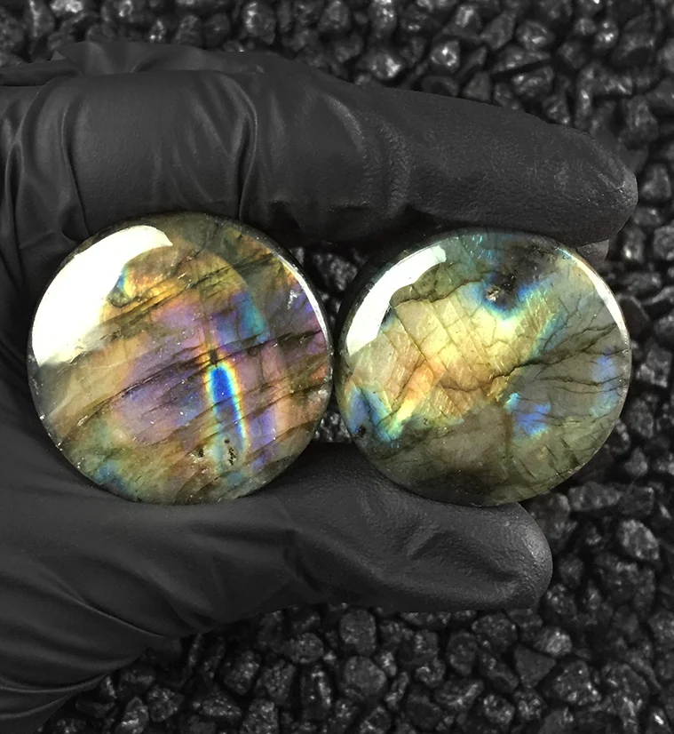 Labradorite Stone Plugs (1 & 1/4" - 32mm) Version E