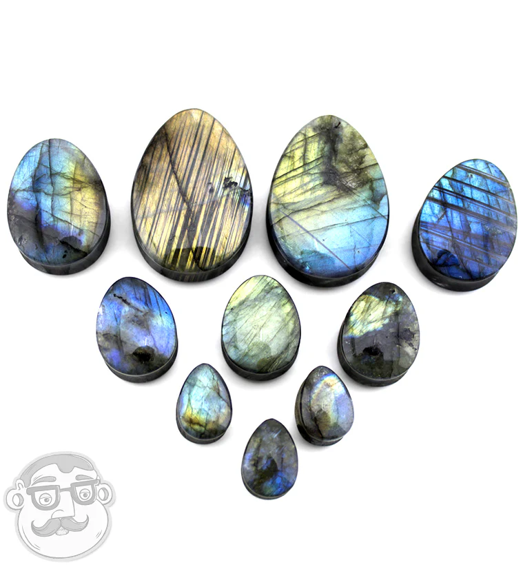 Labradorite Stone Teardrop Plugs - Image 10