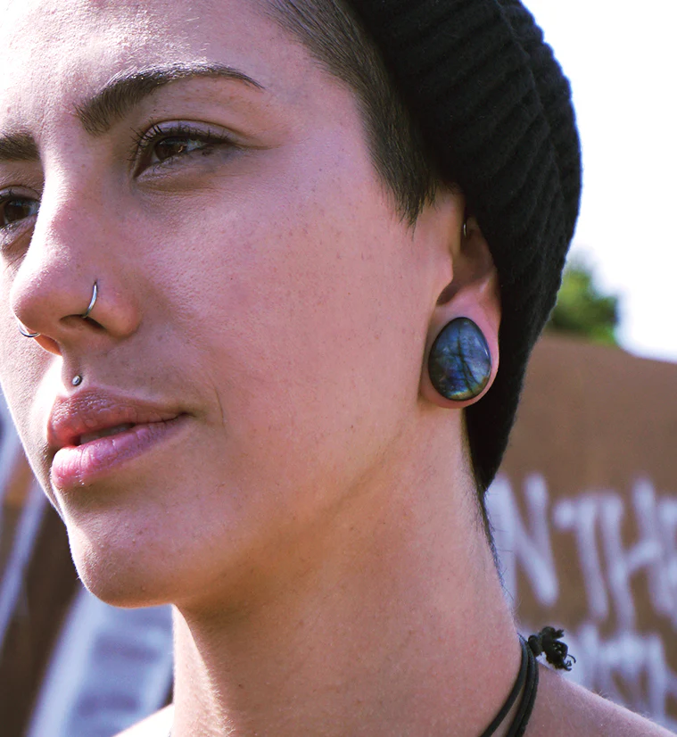 Labradorite Stone Teardrop Plugs - Image 5