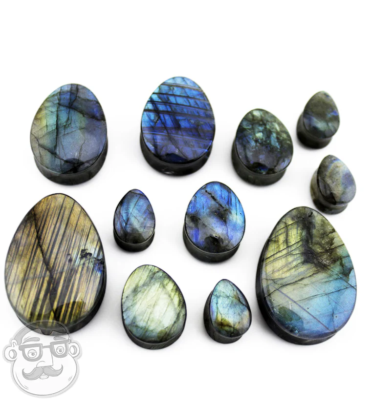 Labradorite Stone Teardrop Plugs - Image 9