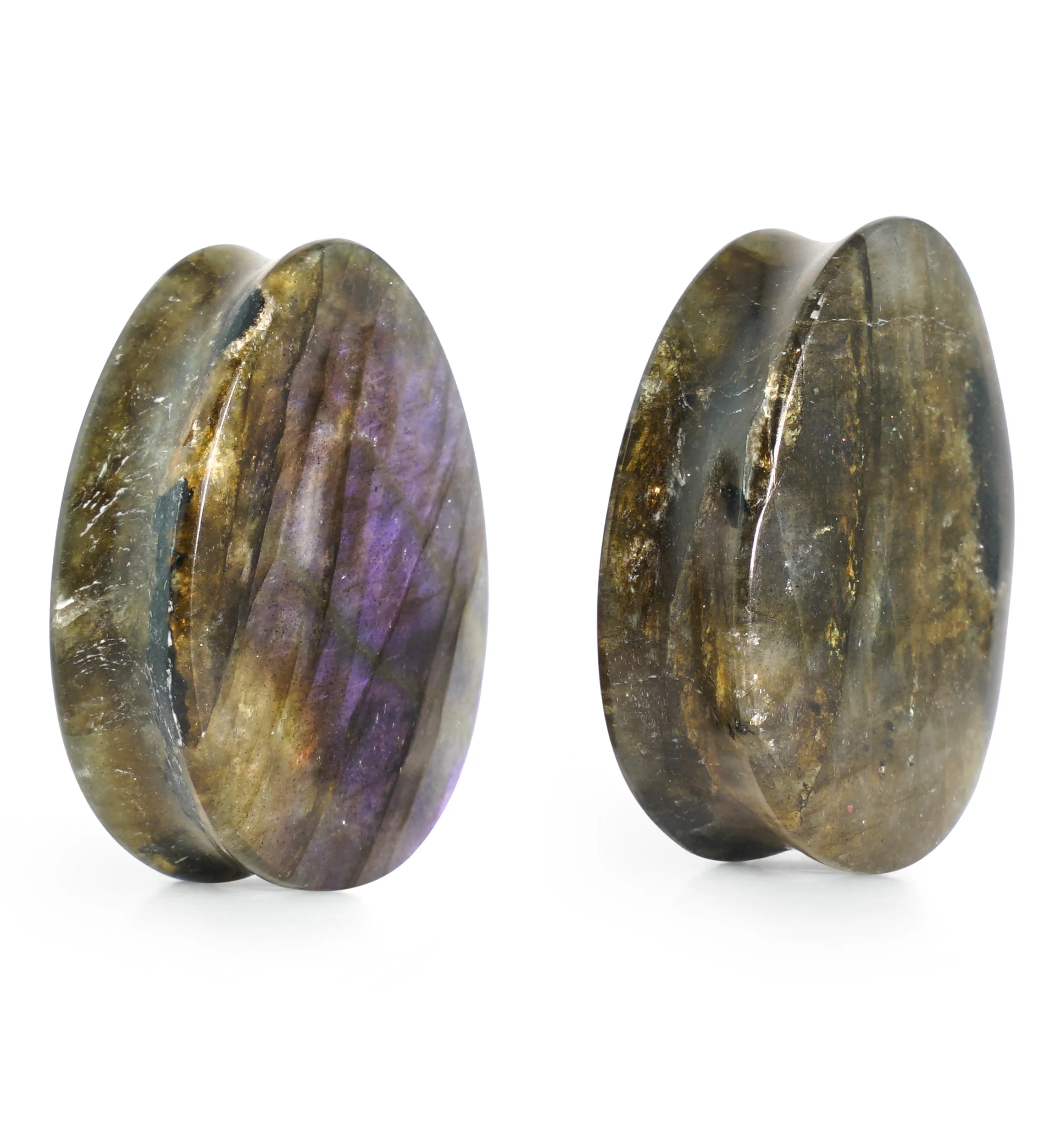 Labradorite Teardrop Stone Plugs 1 & 1/8" (28mm) Version 2 - Image 4