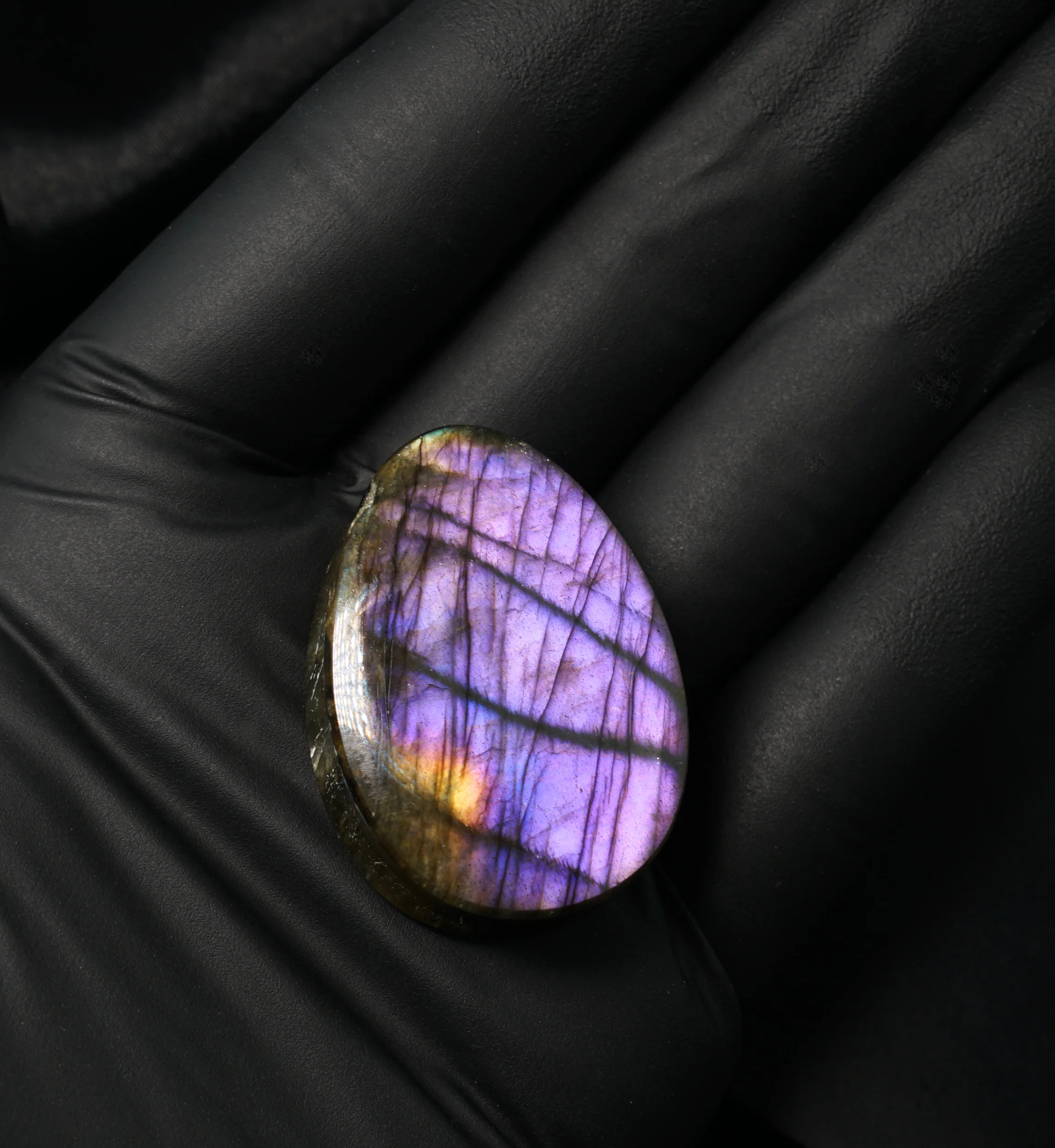 Labradorite Teardrop Stone Plugs 1 & 1/8" (28mm) Version 2 - Image 7