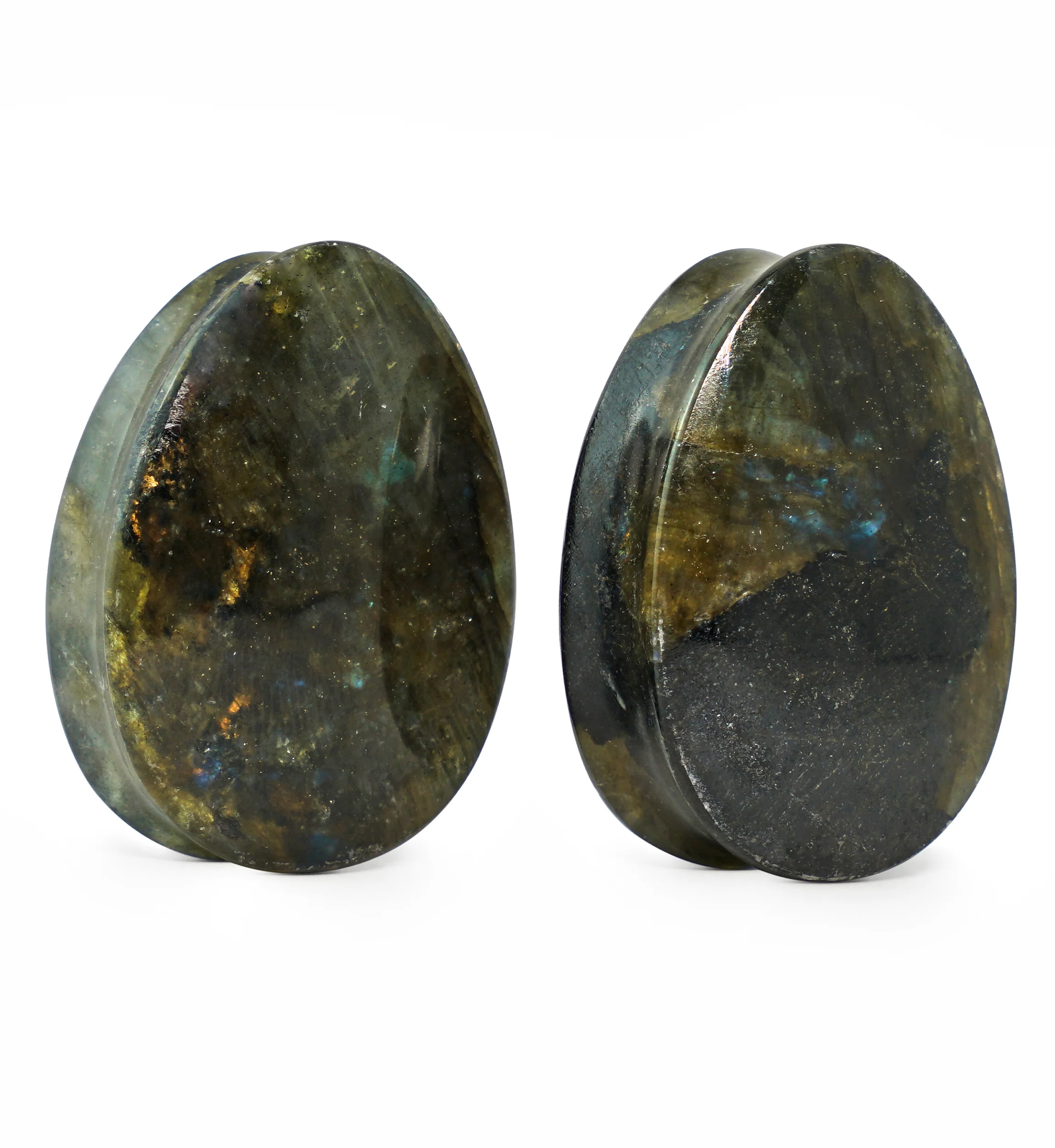 Labradorite Teardrop Stone Plugs 1 & 1/8" (28mm) Version 2 - Image 9