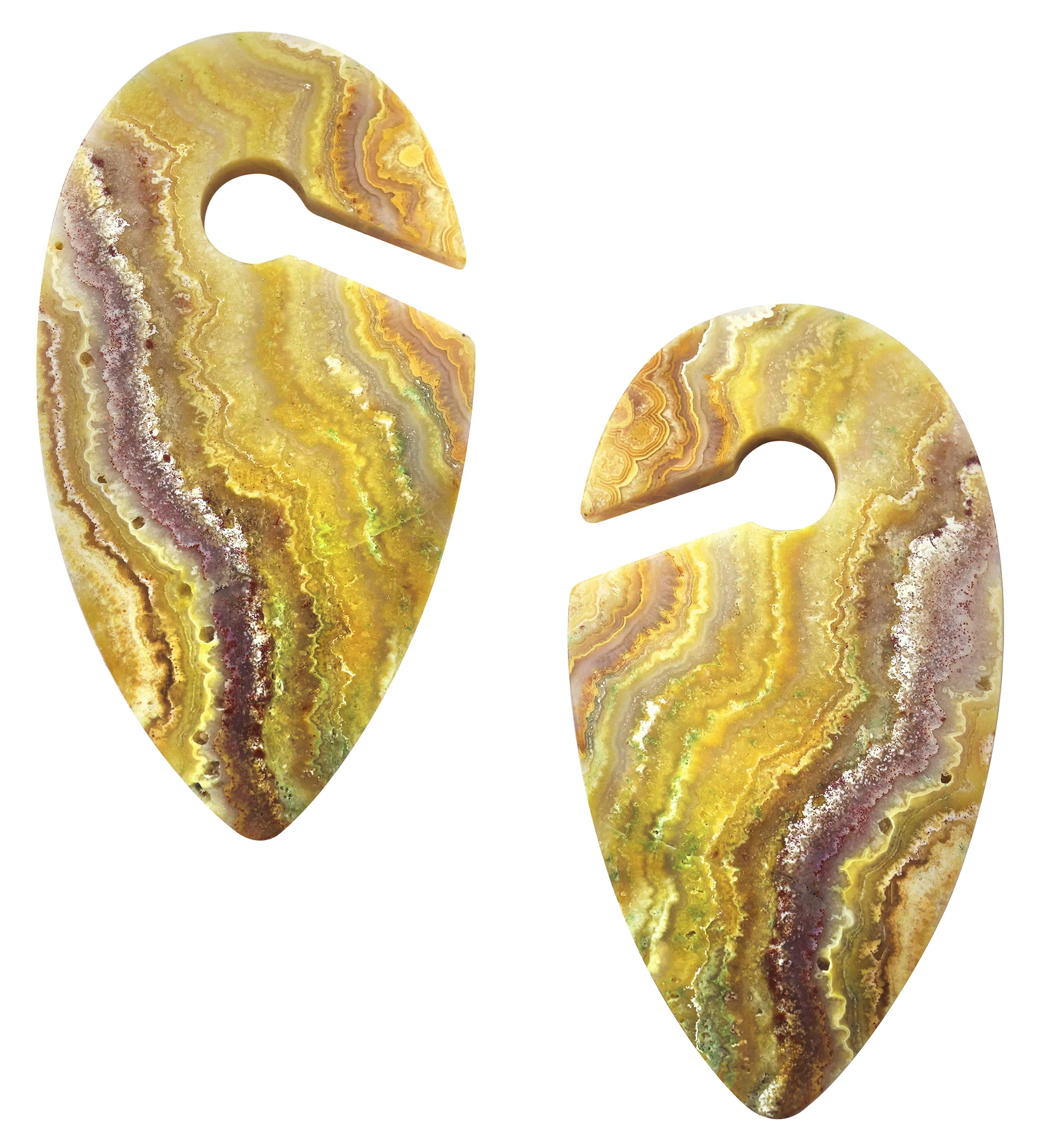 Lace Agate Stone Keyhole Ear Weights - Image 2