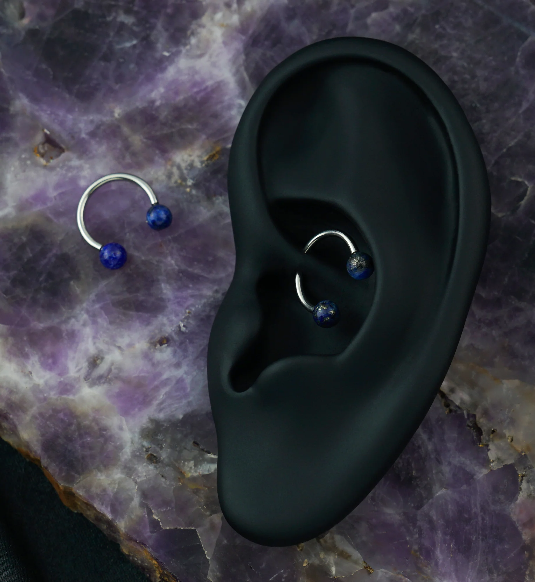 Lapis Lazuli Stone Circular Barbell - Image 5