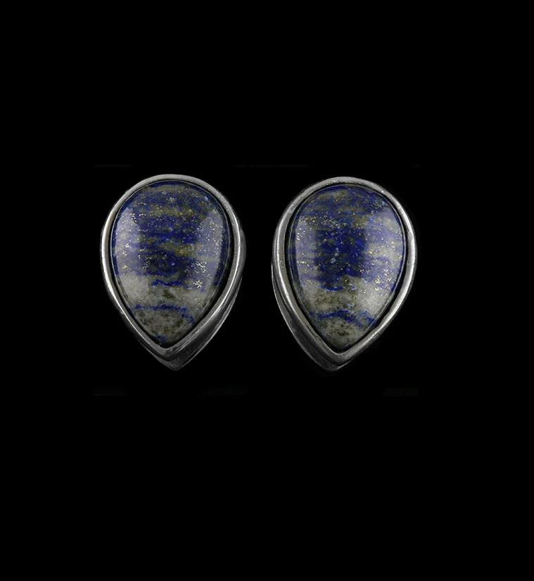 Lapis Lazuli Stone Knuckle White Brass Ear Weights