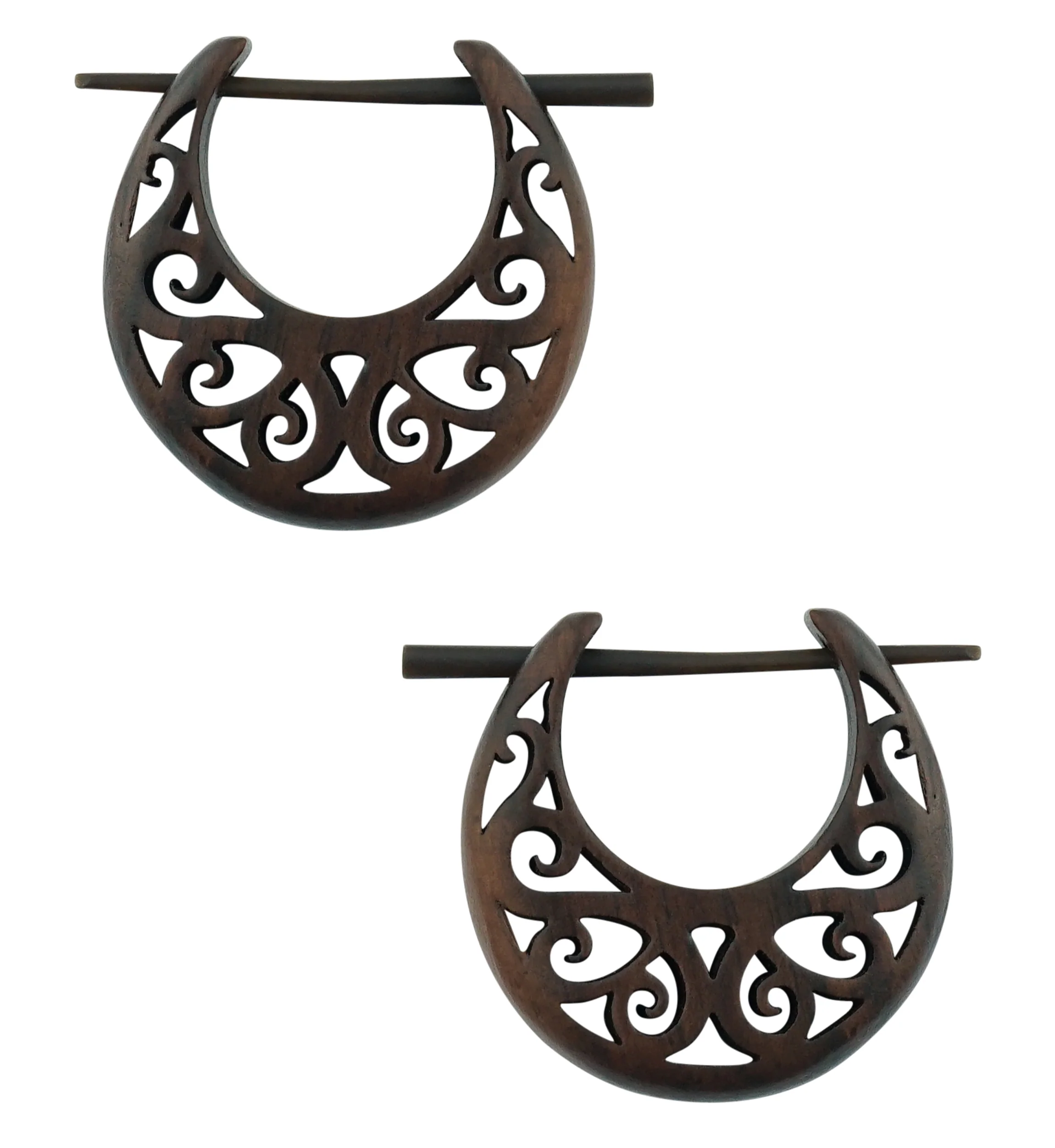 Lattice Hoop Wooden Earrings