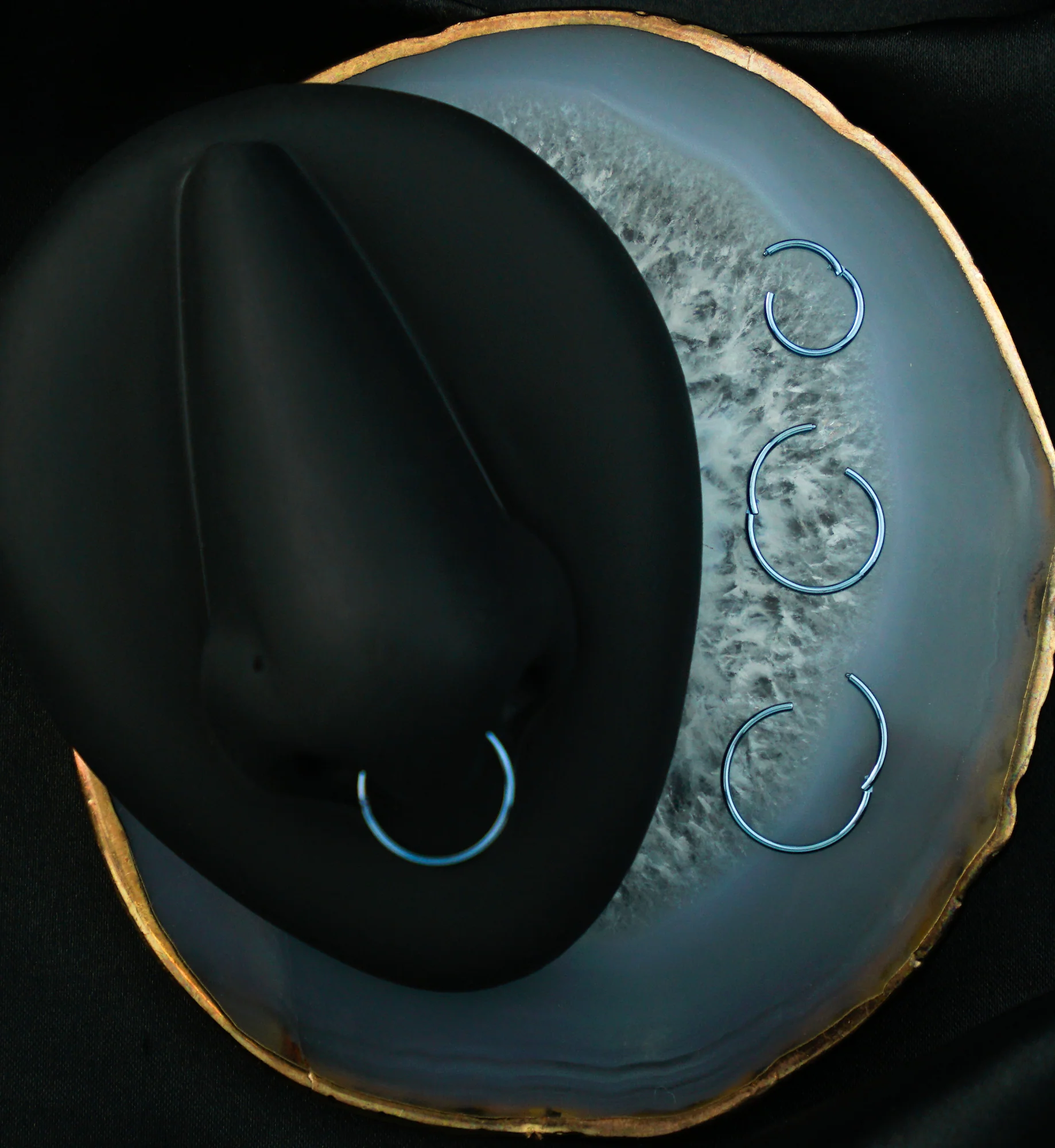 Light Blue Anodized Titanium Hinged Segment Hoop Ring - Image 2