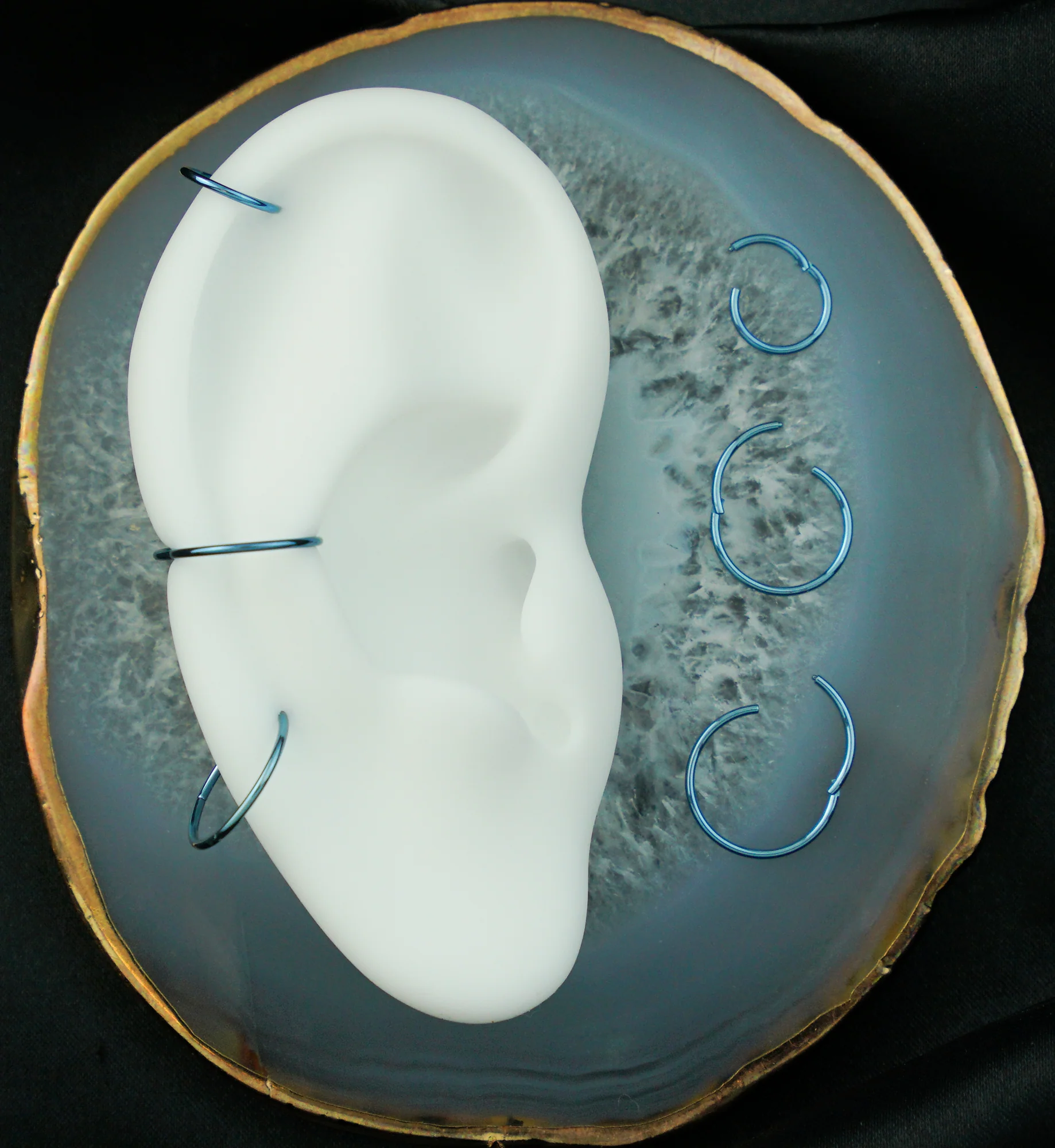 Light Blue Anodized Titanium Hinged Segment Hoop Ring - Image 3