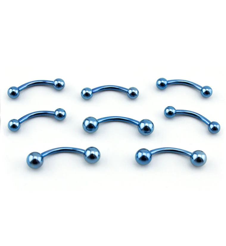 Light Blue PVD Plated Curved Barbell - Image 3