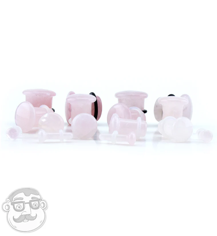 Pink Rose Quartz Single Flare Stone Plugs - Image 5