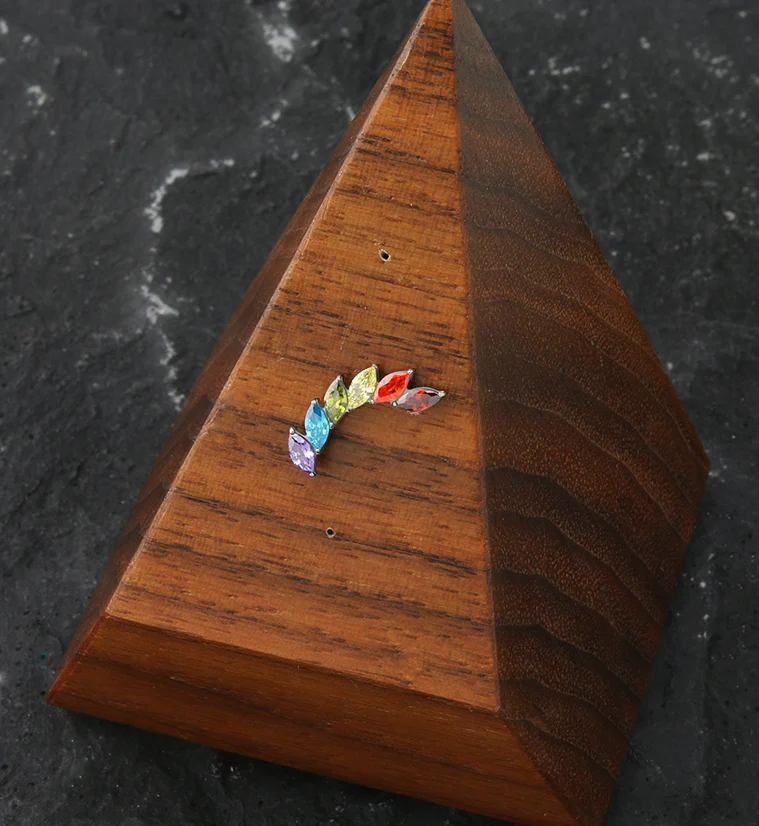Long Cascade Rainbow CZ Titanium Threadless Top - Image 2