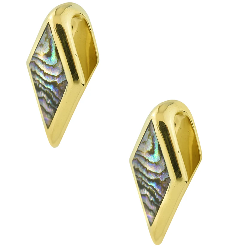 Long Zircon Abalone Brass Ear Weights - Image 3
