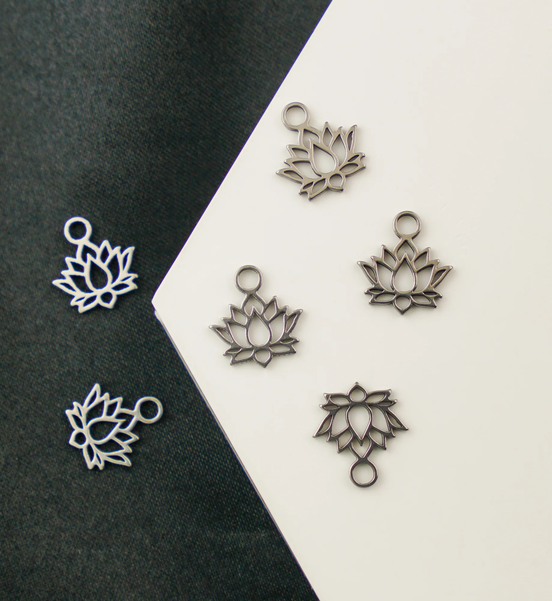 Lotus Flower Stainless Steel Charm - Image 2