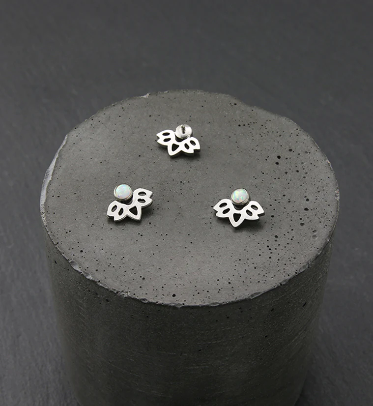 Lotus Flower White Opalite Internally Threaded Titanium Top - Image 2