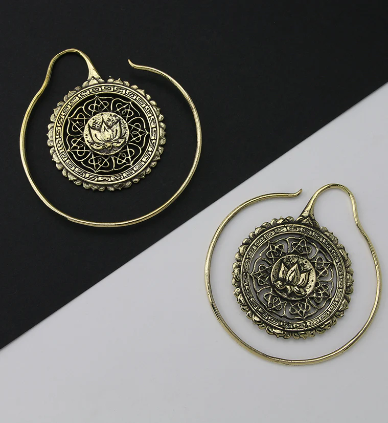 Lotus Medallion Brass Hangers / Earrings - Image 2