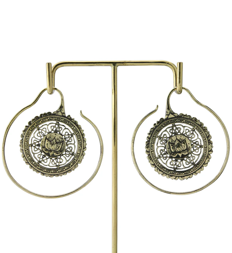 Lotus Medallion Brass Hangers / Earrings - Image 3