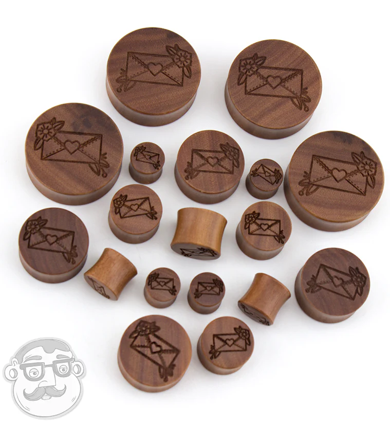 Love Letter Engraved Saba Wood Plugs - Image 4