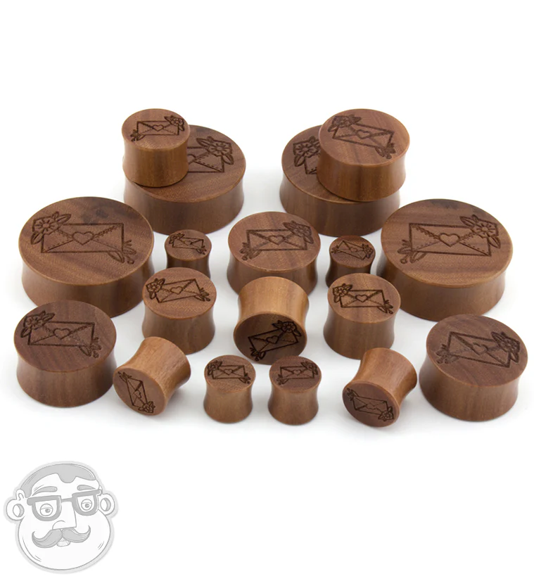Love Letter Engraved Saba Wood Plugs - Image 5
