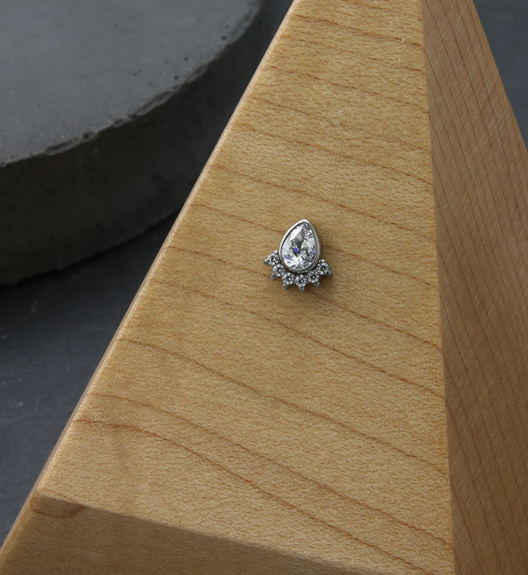 Lure Teardrop CZ Threadless Titanium Top - Image 2
