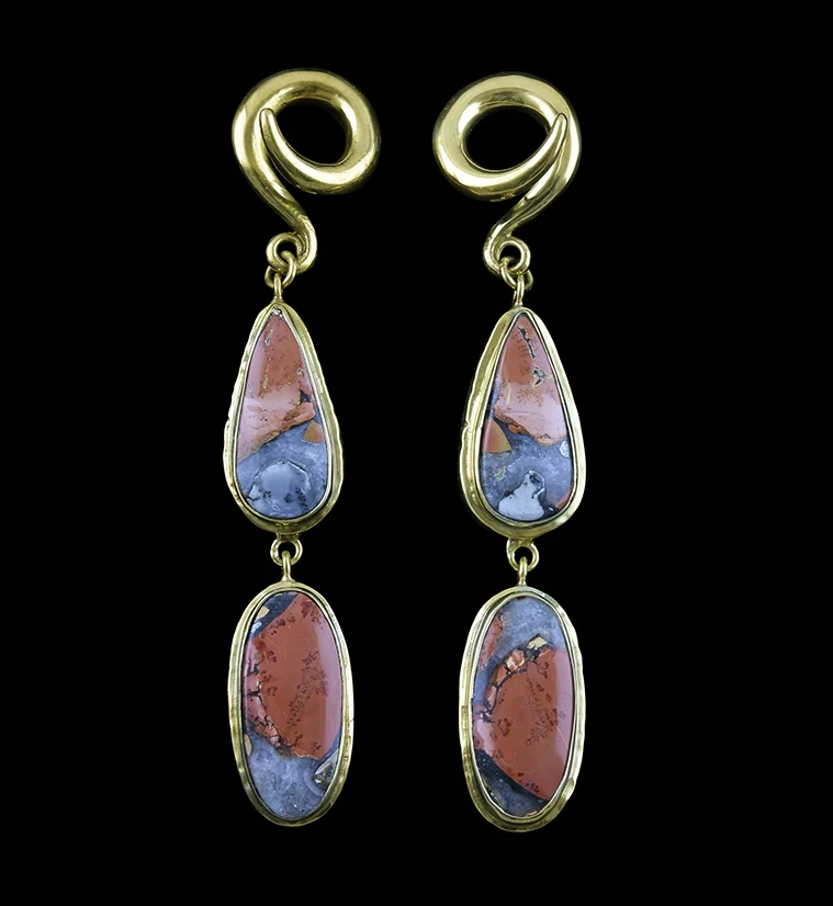 Maligano Jasper Stone Brass Ear Weights Version 2