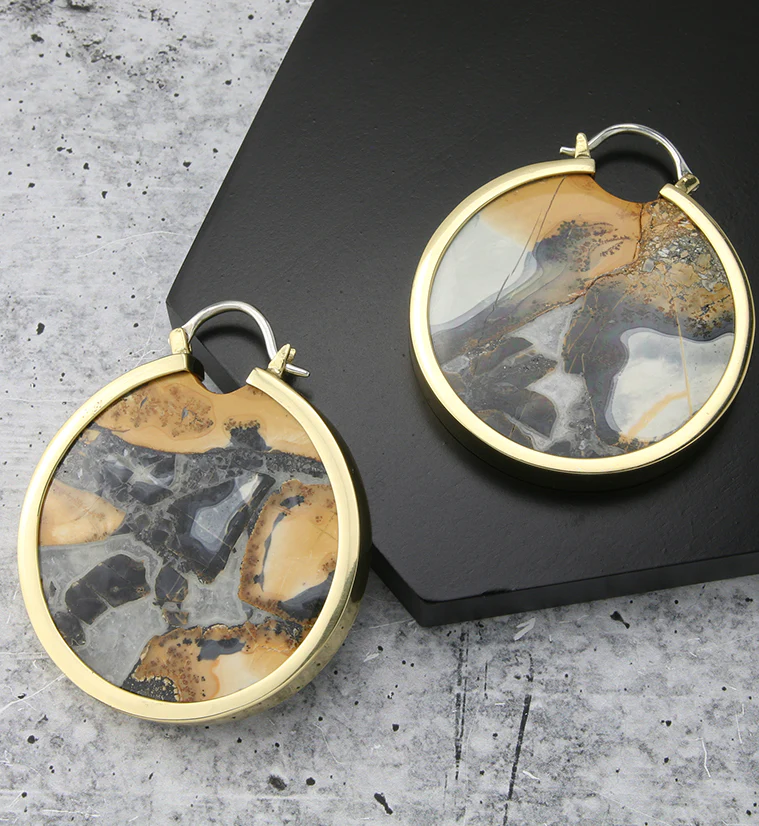 Maligano Jasper Stone Brass Ear Weights - Image 2