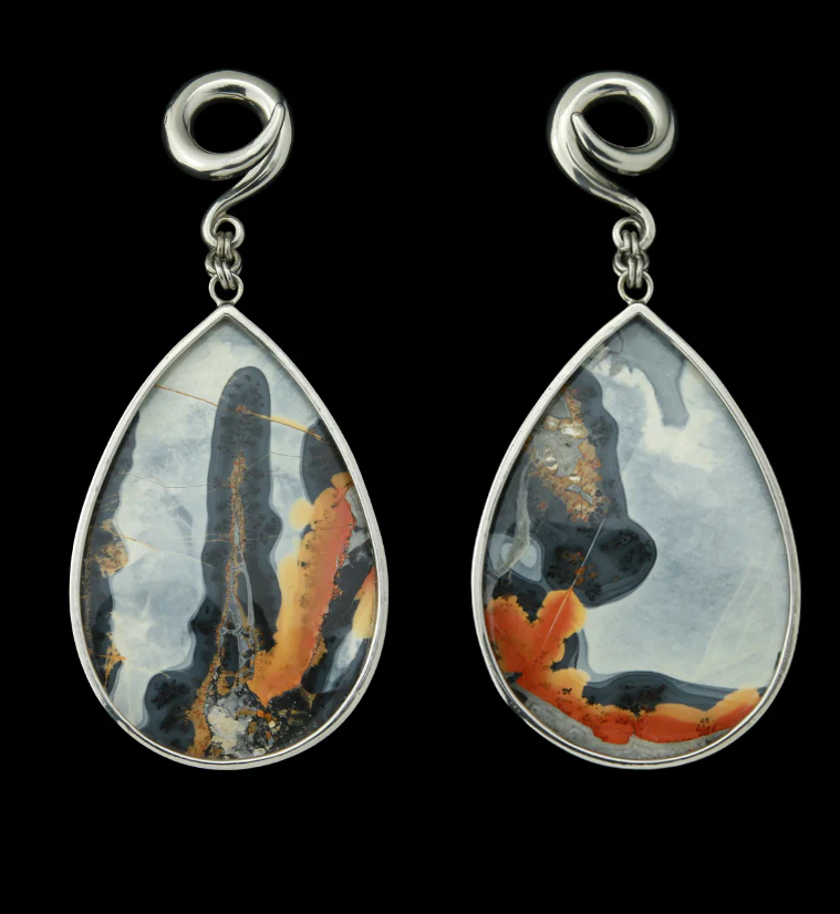 Maligano Stone Teardrop White Brass Ear Weights - Image 2