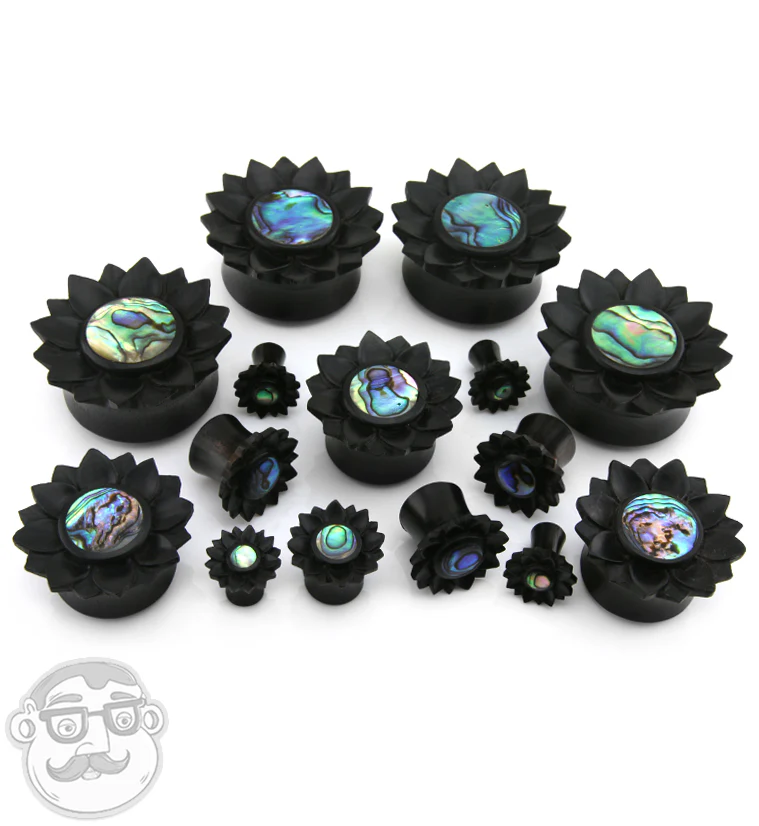 Mandala Areng Wood Plugs with Abalone Shell Inlay - Image 3